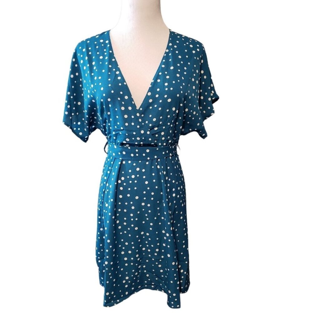 Nasty Gal Teal Polka Dot Midi Dress